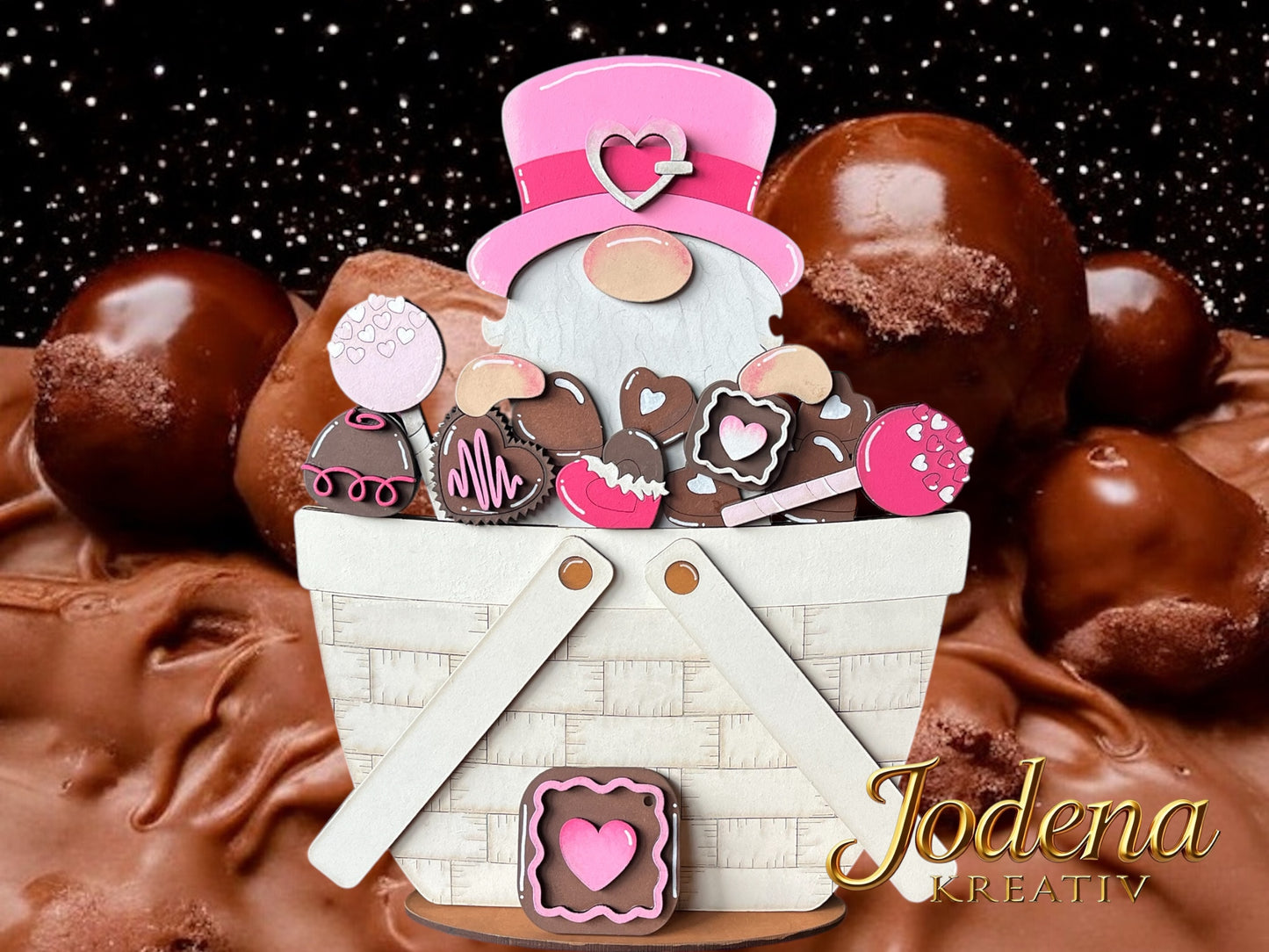 Korbeinsatz Schoko-Wichtel - für austauschbaren Dekokorb - Jodena Kreativ