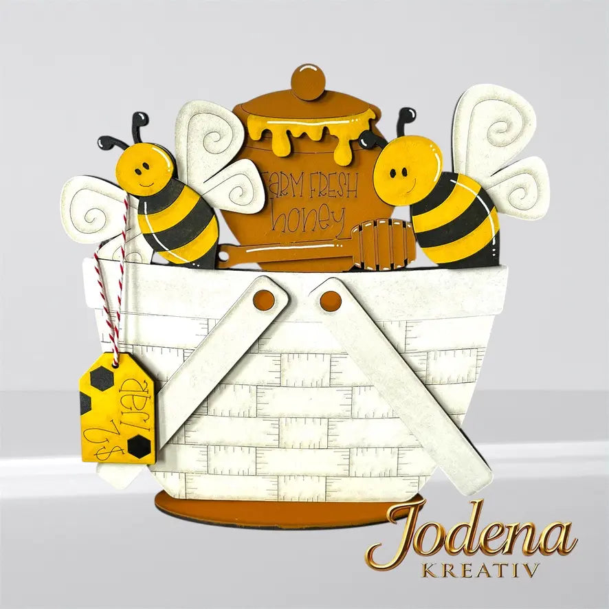 Korbeinsatz_Honigbienen_weisser_Dekokorb_schlicht_mit_Schild