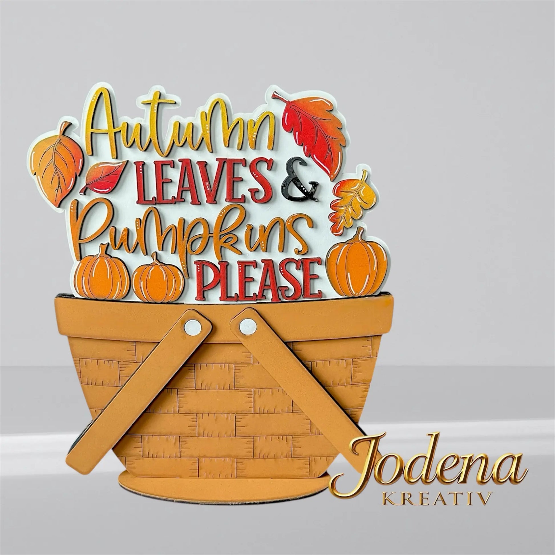 Korbeinsatz Autumn leaves, pumpkins please in braunem Dekokorb