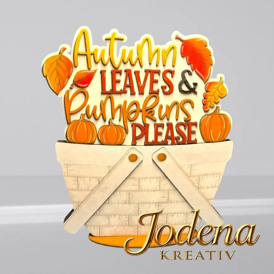 Korbeinsatz Autumn leaves, pumpkins please in weißem Dekokorb