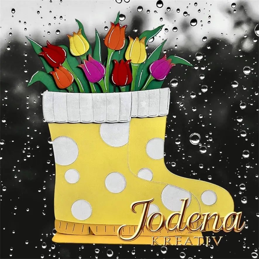 BasisForm_Gummistifel_Korb-Motiveinsatz_Tulpen_Regen