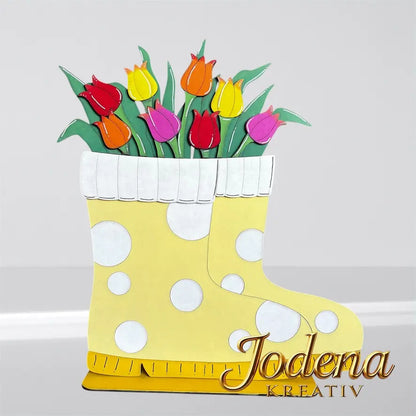 BasisForm_Gummistifel_Korb-Motiveinsatz_Tulpen_schlicht