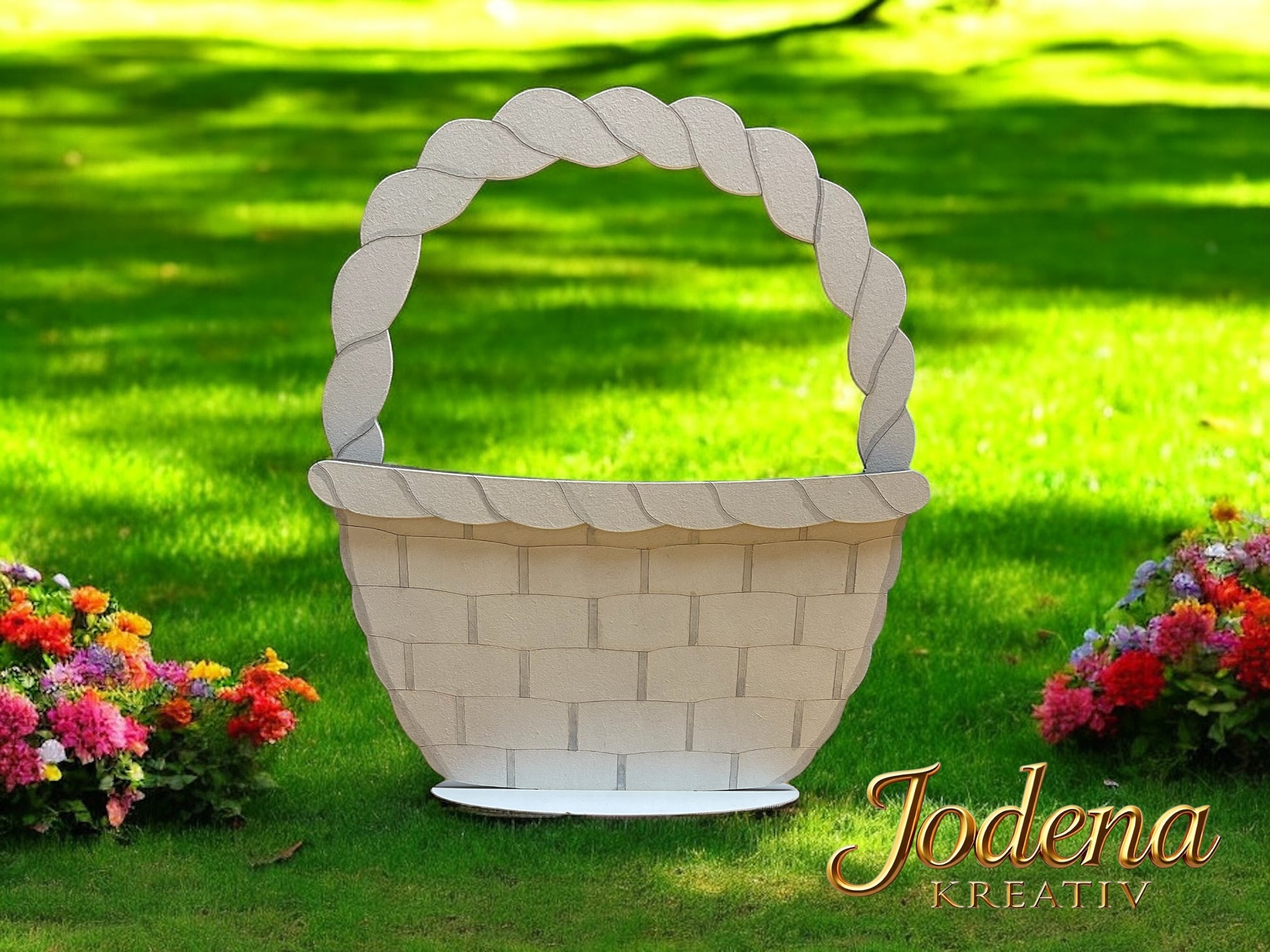 Gr. Geflochtener Dekokorb "Basis" -  einseitiger Osterkorb, handgefertigt, Wanddekoration, Wohnaccessoires, Shabby Chic - Jodena Kreativ