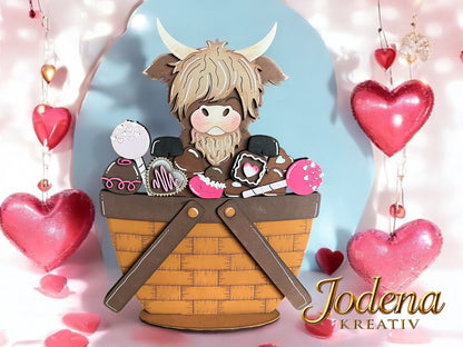 Korbeinsatz Schoko-Hochlandkuh – für austauschbaren Dekokorb - Jodena Kreativ