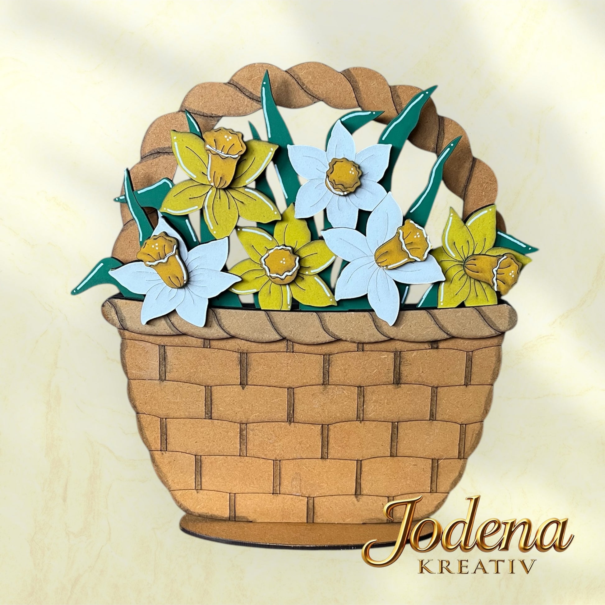 Korbeinsatz "Narzissen" -  Osterkorb, Osterdeko, Blumenkorb & Deko für den Frühling - Jodena Kreativ