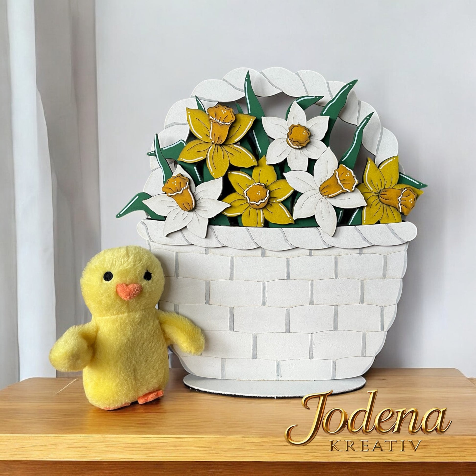 Korbeinsatz "Narzissen" -  Osterkorb, Osterdeko, Blumenkorb & Deko für den Frühling - Jodena Kreativ