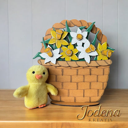Korbeinsatz "Narzissen" -  Osterkorb, Osterdeko, Blumenkorb & Deko für den Frühling - Jodena Kreativ