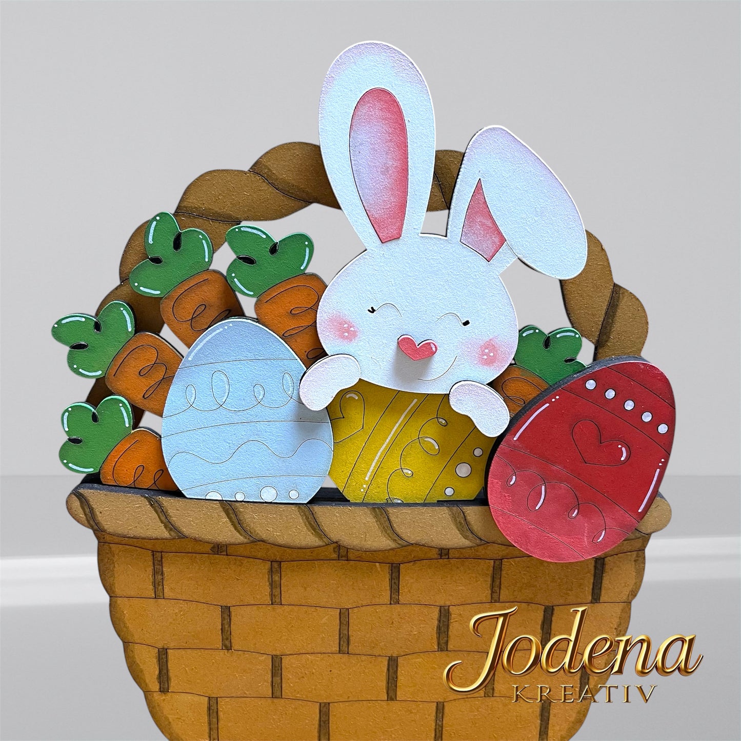 Korbeinsatz "Osterhase" -  Osterkorb, Osterdeko, Ostereier & Deko für den Frühling - Jodena Kreativ