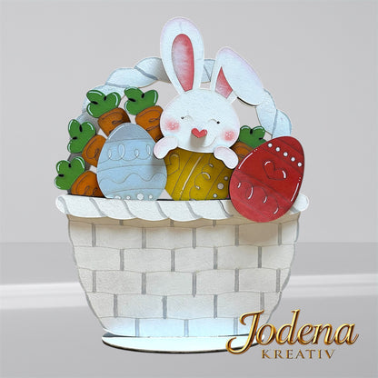 Korbeinsatz "Osterhase" -  Osterkorb, Osterdeko, Ostereier & Deko für den Frühling - Jodena Kreativ