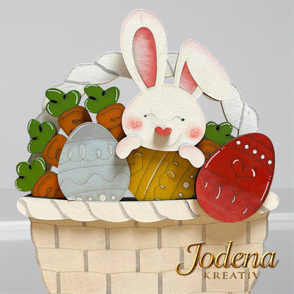 Korbeinsatz "Osterhase" -  Osterkorb, Osterdeko, Ostereier & Deko für den Frühling - Jodena Kreativ