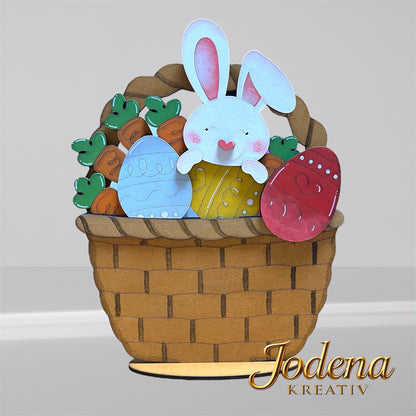 Korbeinsatz "Osterhase" -  Osterkorb, Osterdeko, Ostereier & Deko für den Frühling - Jodena Kreativ