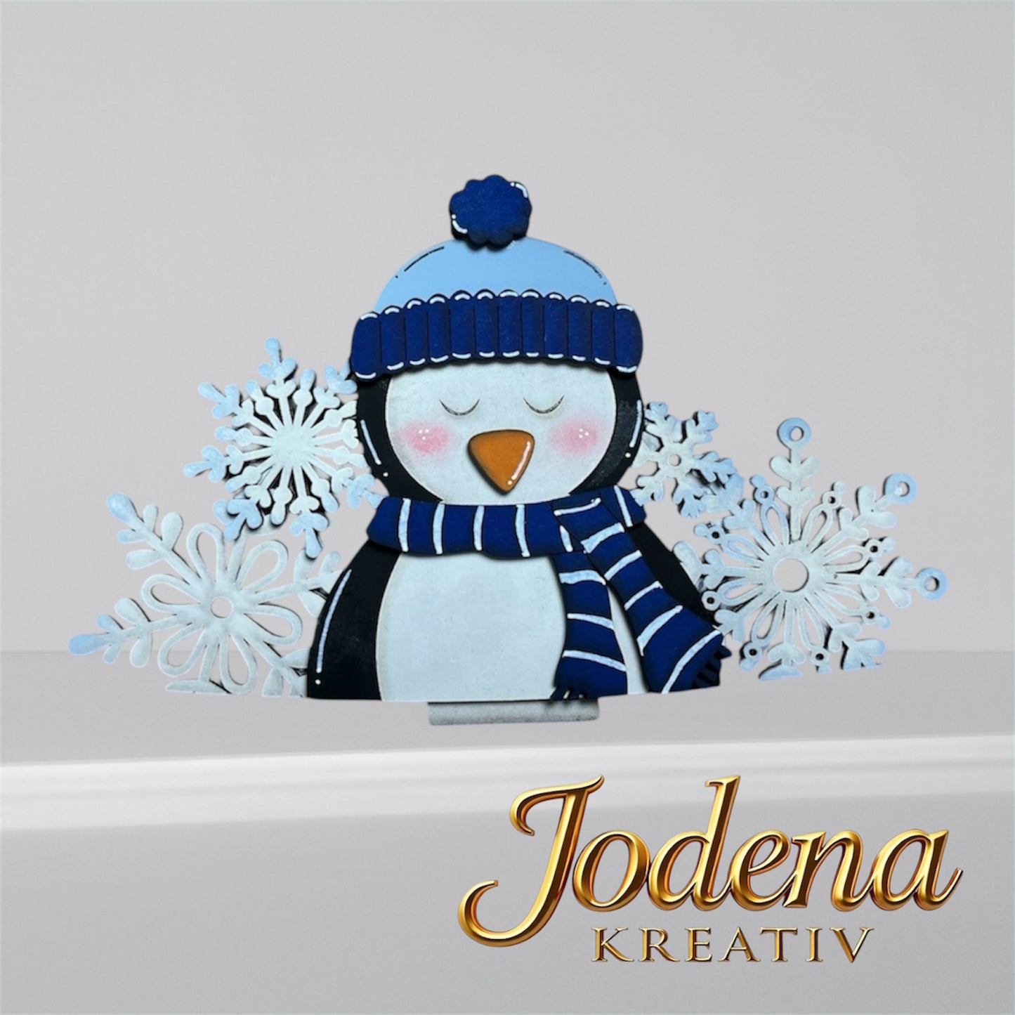 Korbeinsatz "Winterpinguin" - für austauschbaren Dekokorb - Jodena Kreativ