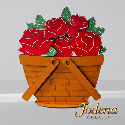 Starter-Set - Dekokorb inkl. Motiveinsatz mit Rosen 🌹 - Jodena Kreativ