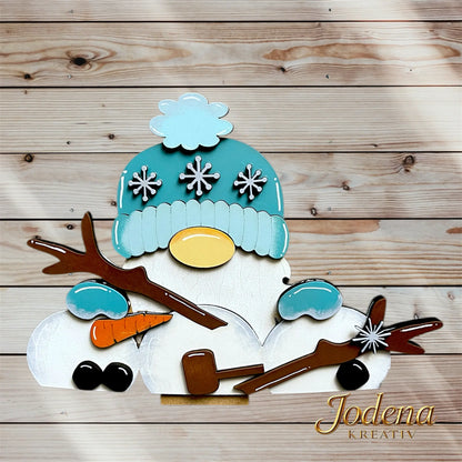 Korb-Motiveinsatz_Winterwichtel-mit-Schneemann_solo_auf_Holzboden