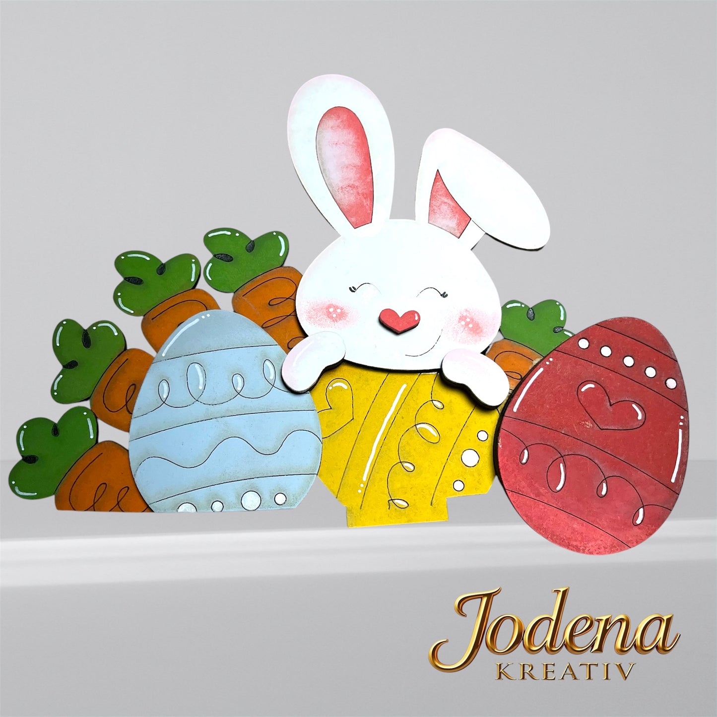 Korbeinsatz "Osterhase" -  Osterkorb, Osterdeko, Ostereier & Deko für den Frühling - Jodena Kreativ
