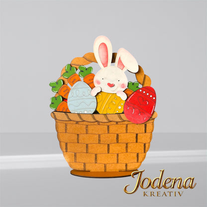 Korbeinsatz "Osterhase" -  Osterkorb, Osterdeko, Ostereier & Deko für den Frühling - Jodena Kreativ