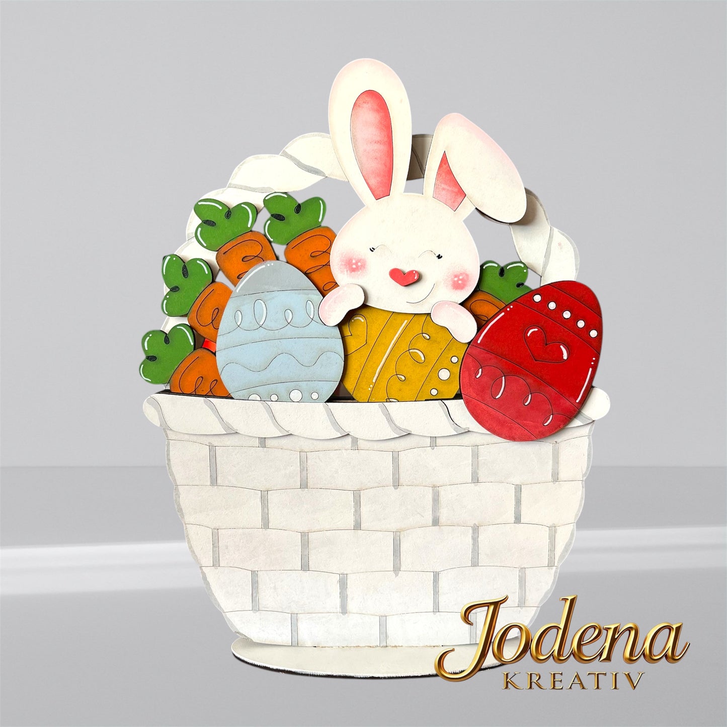 Korbeinsatz "Osterhase" -  Osterkorb, Osterdeko, Ostereier & Deko für den Frühling - Jodena Kreativ