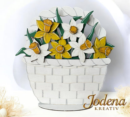 Korbeinsatz "Narzissen" -  Osterkorb, Osterdeko, Blumenkorb & Deko für den Frühling - Jodena Kreativ