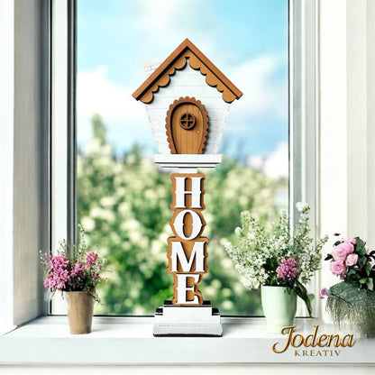 Mini_Vogelhaus_HOME_Set_auf geschmueckter Fensterbank