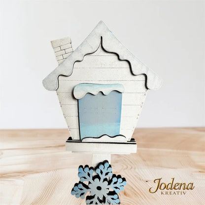 Motiveinsatz „Schneeflocke“ – Mini Vogelhaus Einsatz, winterliche Holzdeko, handgefertigt & austauschbar