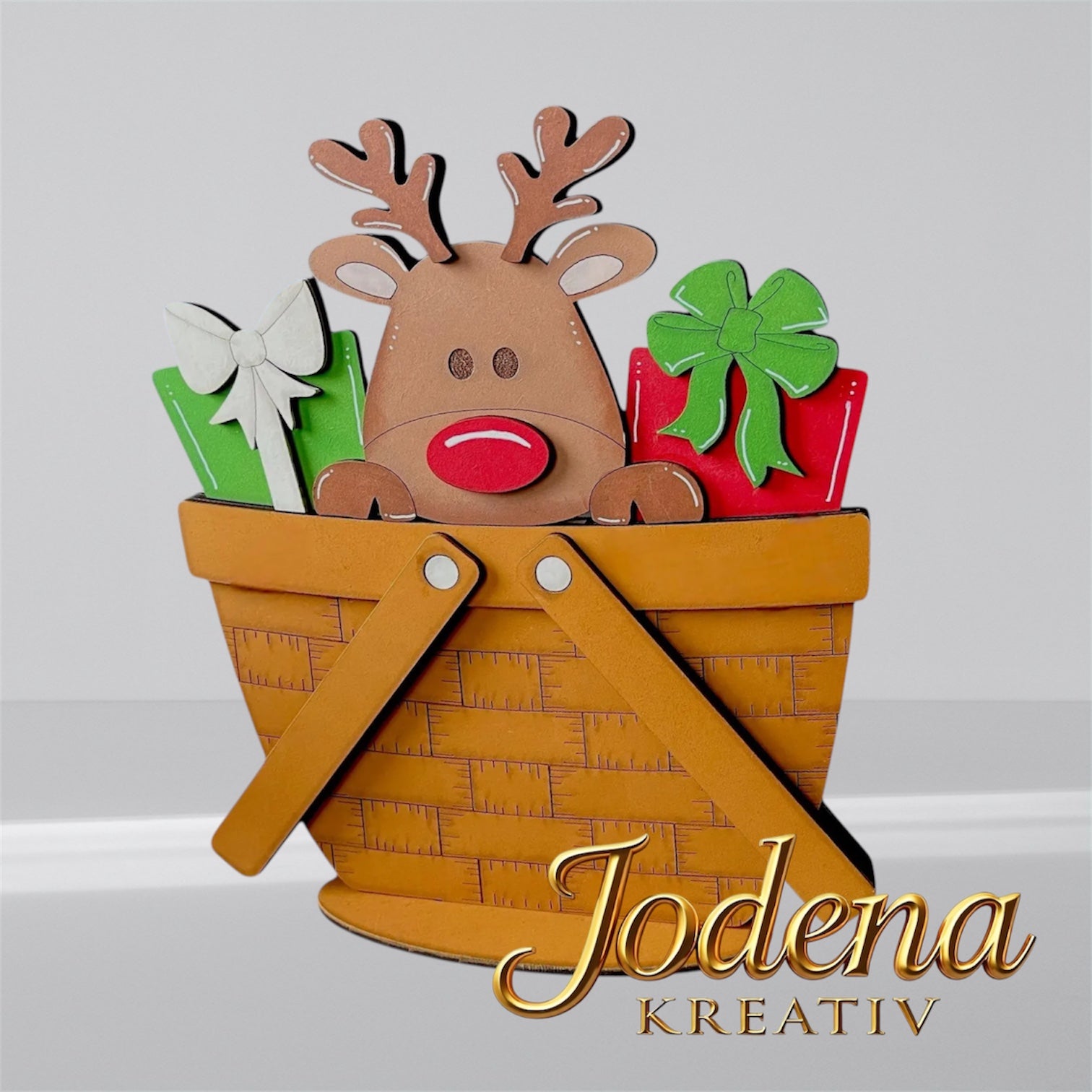 Rentier Deko, Weihnachtsdeko, Winterdeko, Deko Korb, Geschenkkorb, Weihnachtskorb, Advent Deko, Tischdeko, Wohnaccessoires, Rentier Winter Deko, Winter Korbeinsatz, Tischdeko Winter