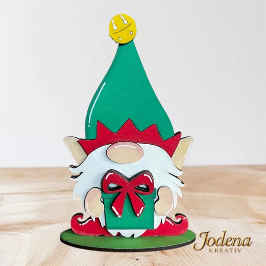 Weihachtswichtel_Geschenk_Elfenmuetze_auf_Holztisch